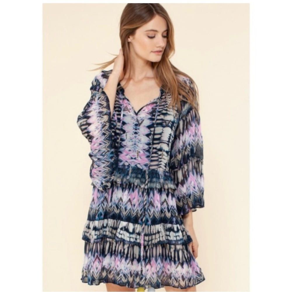 HALE BOB Selina Tiered Sheer Dress Size Small NO SLIP